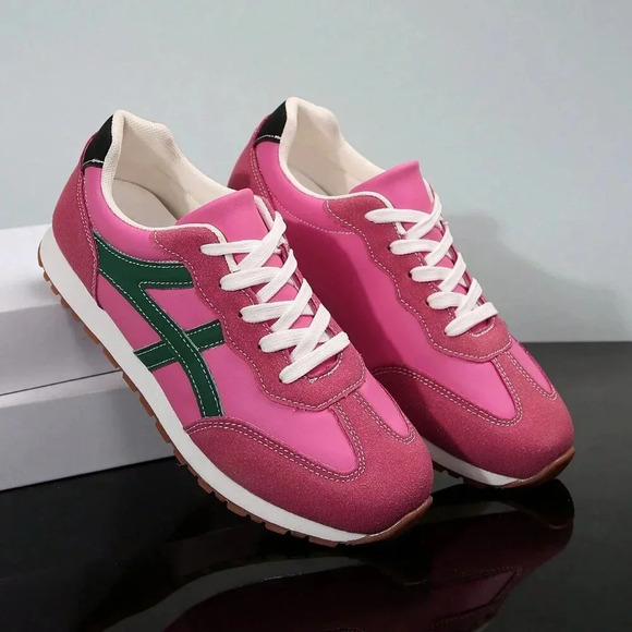 Burgundy Casual Women's Patchwork Sneakers - Picture 3 of 7